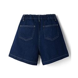 Pine Kids Cotton Mix Woven Denim Skort with Back Elastic & Knee Length in Dark in Blue