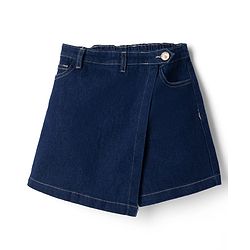 Pine Kids Cotton Mix Woven Denim Skort with Back Elastic & Knee Length in Dark in Blue