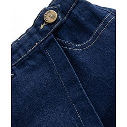 Pine Kids Cotton Mix Woven Denim Skort with Back Elastic & Knee Length in Dark in Blue