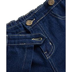 Pine Kids Cotton Mix Woven Denim Skort with Back Elastic & Knee Length in Dark in Blue