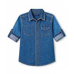 Pine Kids Denim Woven Full Sleeves Shirt - Blue