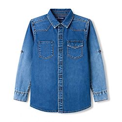 Pine Kids Denim Woven Full Sleeves Shirt - Blue