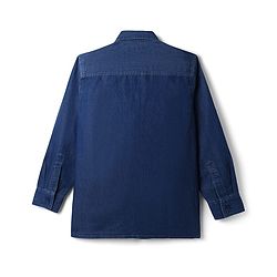 Pine Kids Denim Woven Full Sleeves Solid Shirt with Pockets - Navy
