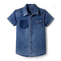 Pine Kids Denim Woven Half Sleeves Shirt -Royal Blue