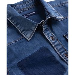 Pine Kids Denim Woven Half Sleeves Shirt -Royal Blue