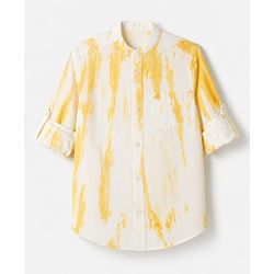 Pine Kids Cotton Woven Shirt with Full Sleeves and Tie & Dye Print - Yellow