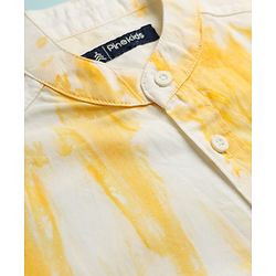 Pine Kids Cotton Woven Shirt with Full Sleeves and Tie & Dye Print - Yellow