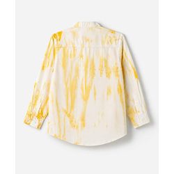 Pine Kids Cotton Woven Shirt with Full Sleeves and Tie & Dye Print - Yellow