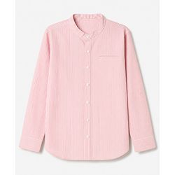 Pine Kids Cotton Woven Striped Shirt with Full Sleeves - Pink