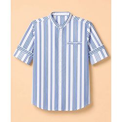 Pine Kids Cotton Woven Striped Shirt with Full Sleeves - Blue