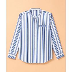 Pine Kids Cotton Woven Striped Shirt with Full Sleeves - Blue