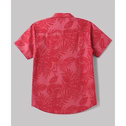 Pine Kids Cotton Woven Shirt and T-Shirt with Short Sleeves and Tropical Theme Print in Red for 4-5 Years