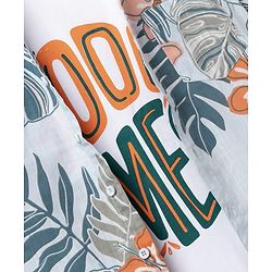 Pine Kids Cotton Woven Twofer Shirt with Tropical & Text Print - Blue