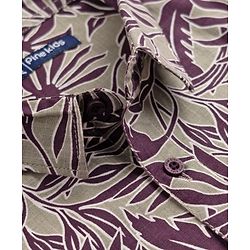Pine Kids Cotton Woven Half Sleeves Shirt with Floral Print - Grey