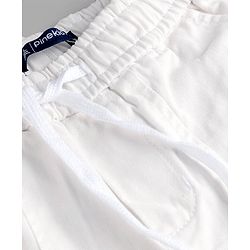Pine Kids Woven Full Length Solid Trouser With Front Pockets - White