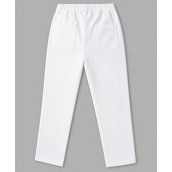 Pine Kids Woven Full Length Solid Trouser With Front Pockets - White