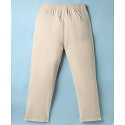 Pine Kids Cotton Elastane Woven Full Length Solid Trousers - Beige