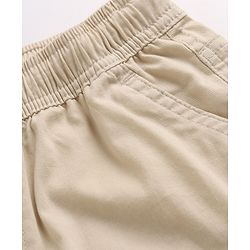 Pine Kids Cotton Elastane Woven Full Length Solid Trousers - Beige