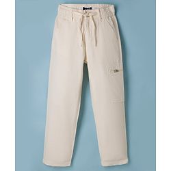 Pine Kids Cotton Elastane Woven Full Length Trousers - Beige