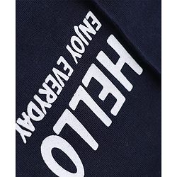 Pine Kids Cotton Knit Full Length Lounge Pants With Hello Enjoy Everyday Text Print- Navy Blue