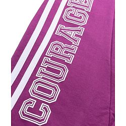 Pine Kids Cotton Knit Full Length Lounge & Track Pants With Text Print - Purple