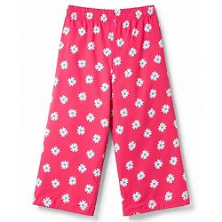 Pine Kids Cotton Knit Half Sleeves Co-Ords Floral Printed T-Shirt & Capri Night Suit - Red