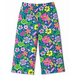 Pine Kids Cotton Knit Half Sleeves Floral Printed T-Shirt & Capri Night Suit - Lime Green