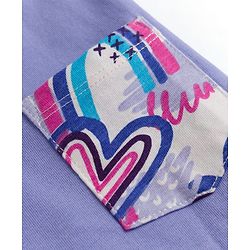 Pine Kids Cotton Knit Half Sleeves Heart Printed T-Shirt & Capri Night Suit - Lavender