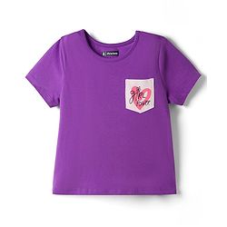 Pine Kids Cotton Knit Half Sleeves Floral Printed Top & Capri Night Suit - Lavender