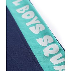 Pine Kids Cotton Knit Full Length Lounge Pant With Text Print - Navy Blue