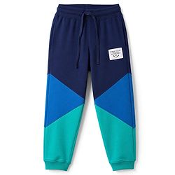 Pine Kids Cotton Knit Full Length Lounge & Track Pants With Color Block - Navy Blue