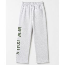 Pine Kids Knit Full Length Track Pant With Text Print - Grey