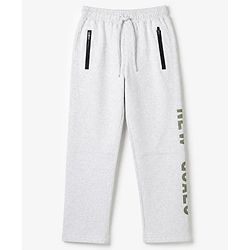 Pine Kids Knit Full Length Track Pant With Text Print - Grey
