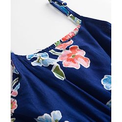 Pine Kids Woven Sleeveless Floral Printed Tiered Frock - Navy Blue