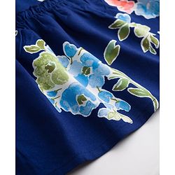 Pine Kids Woven Sleeveless Floral Printed Tiered Frock - Navy Blue