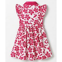 Pine Kids Cotton Woven One Piece Dress with Sleeveless and Floral Print in Dark Pink for 4-5 Years