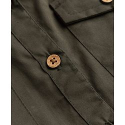 Pine Kids Twill Woven Half Sleeves Solid Tiered Shirt Dress - Olive Green