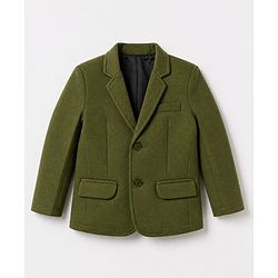 Pine Kids Cotton Mix Knit Full Sleeves Solid Blazer With T Shirt - Olive Green