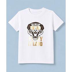 Pine Kids Cotton Mix Knit Full Sleeves Blazer & Lion Printed T-Shirt - Brown
