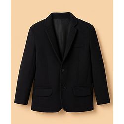 Pine Kids Cotton Mix Woven Full Sleeves Blazer With Text & Lion Printed T-Shirt - Black
