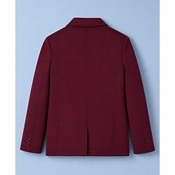 Pine Kids Cotton Mix Knit Full Sleeves Solid Blazer With Lion & Text Printed Inner Tee - Maroon