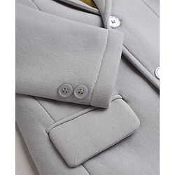 Pine Kids Cotton Mix Knit Full Sleeves Solid Blazer With Text Printed Inner Tee - Grey