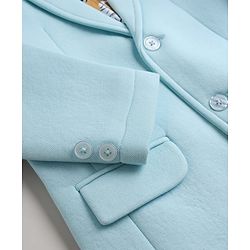 Pine Kids Cotton Mix Knit Full Sleeves Solid Blazer With Lion & Text Printed Inner Tee - Light Blue