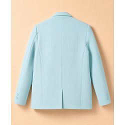 Pine Kids Cotton Mix Knit Full Sleeves Solid Blazer With Lion & Text Printed Inner Tee - Light Blue