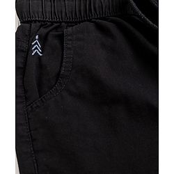 Pine Kids Cotton Elastane Woven Full Length Solid Trouser - Black