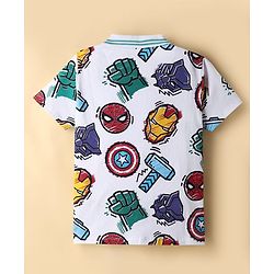 Pine Kids Marvel Single Jersey Knit Half Sleeves Polo T-Shirts with Marvel Print - White