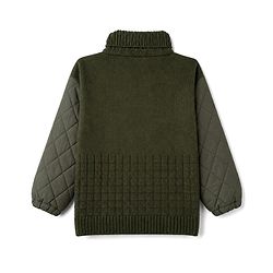 Pine Kids Knit Full Sleeves Pullovers With Cable Knit Design   - Olive Green