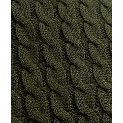 Pine Kids Knit Full Sleeves Pullovers With Cable Knit Design   - Olive Green