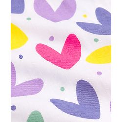 Pine Kids Single Jersey Knit Half Sleeves Nighty With Heart Print - White