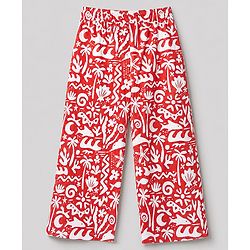 Pine Kids Cotton Knit Half Sleeves Co-Ords Shirt & Capri Night Suit with Sea Print - Red